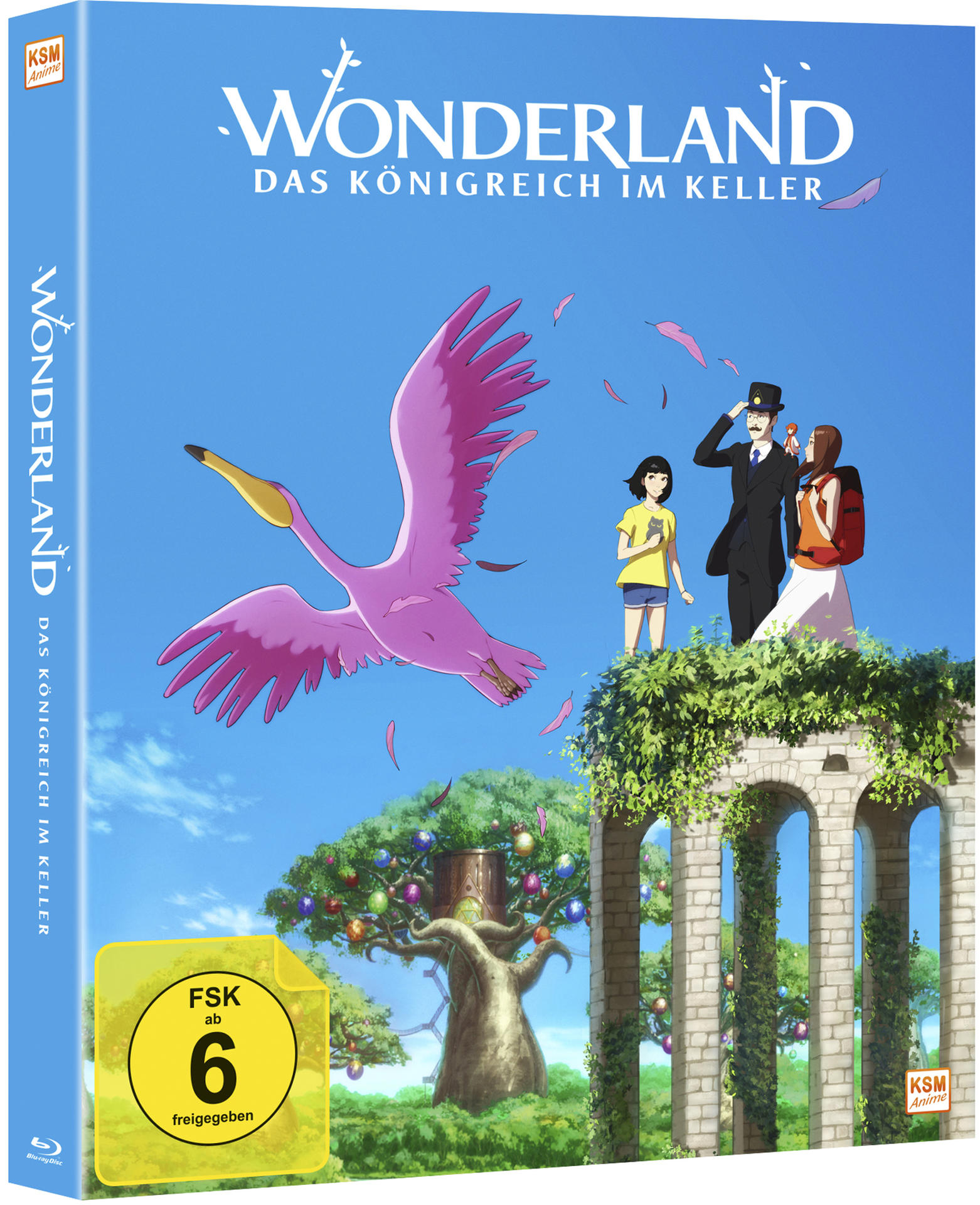 DVD-Box für 'Wonderland'. Die Grafik zeigt Zeichentrickfiguren und einen rosa Vogel.