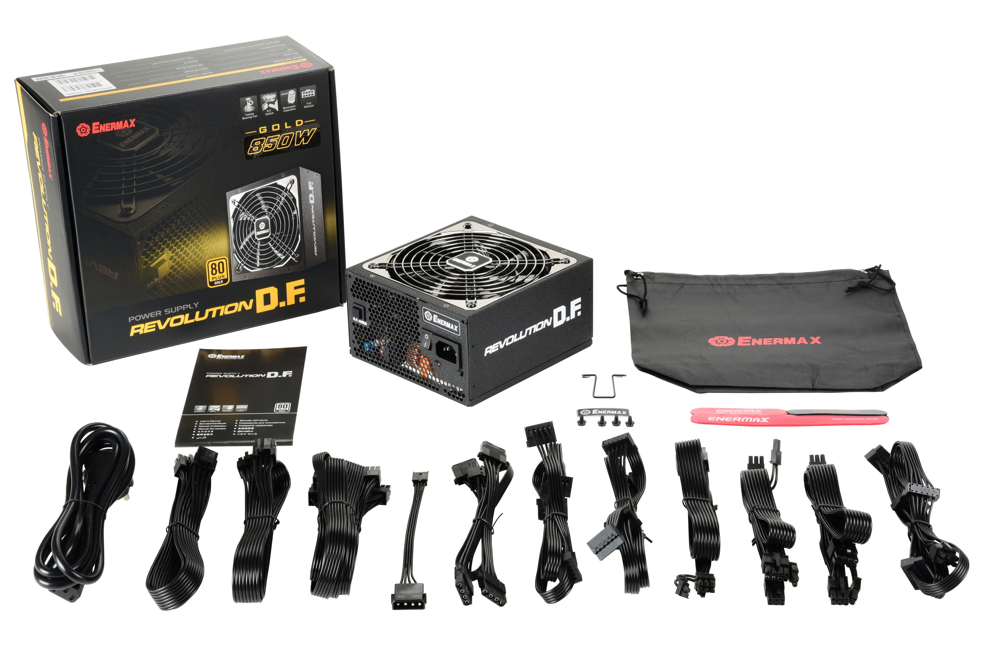 ENERMAX Revolution D.F. Netzteil 850W PC-Netzteil 935 Watt 80 PLUS® Gold, 2013 ErP Lot 6, 2014 ErP Lot 3, 617/2013