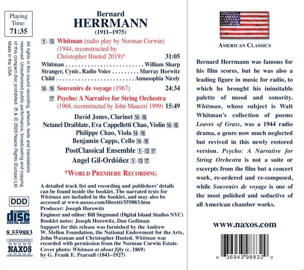 CD-Cover mit Text über Bernard Herrmann, American Classics und einer US-Flagge.