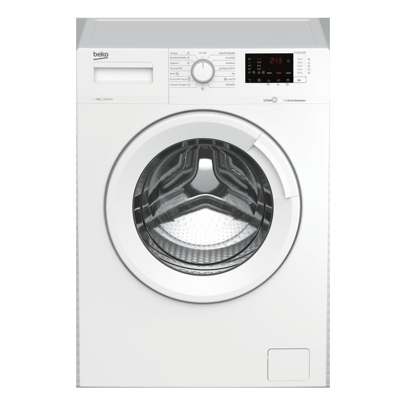 Lavadora carga frontal - Beko WTA 9612 XSWR, 9 kg, 1200 rpm, 15 programas, Blanco