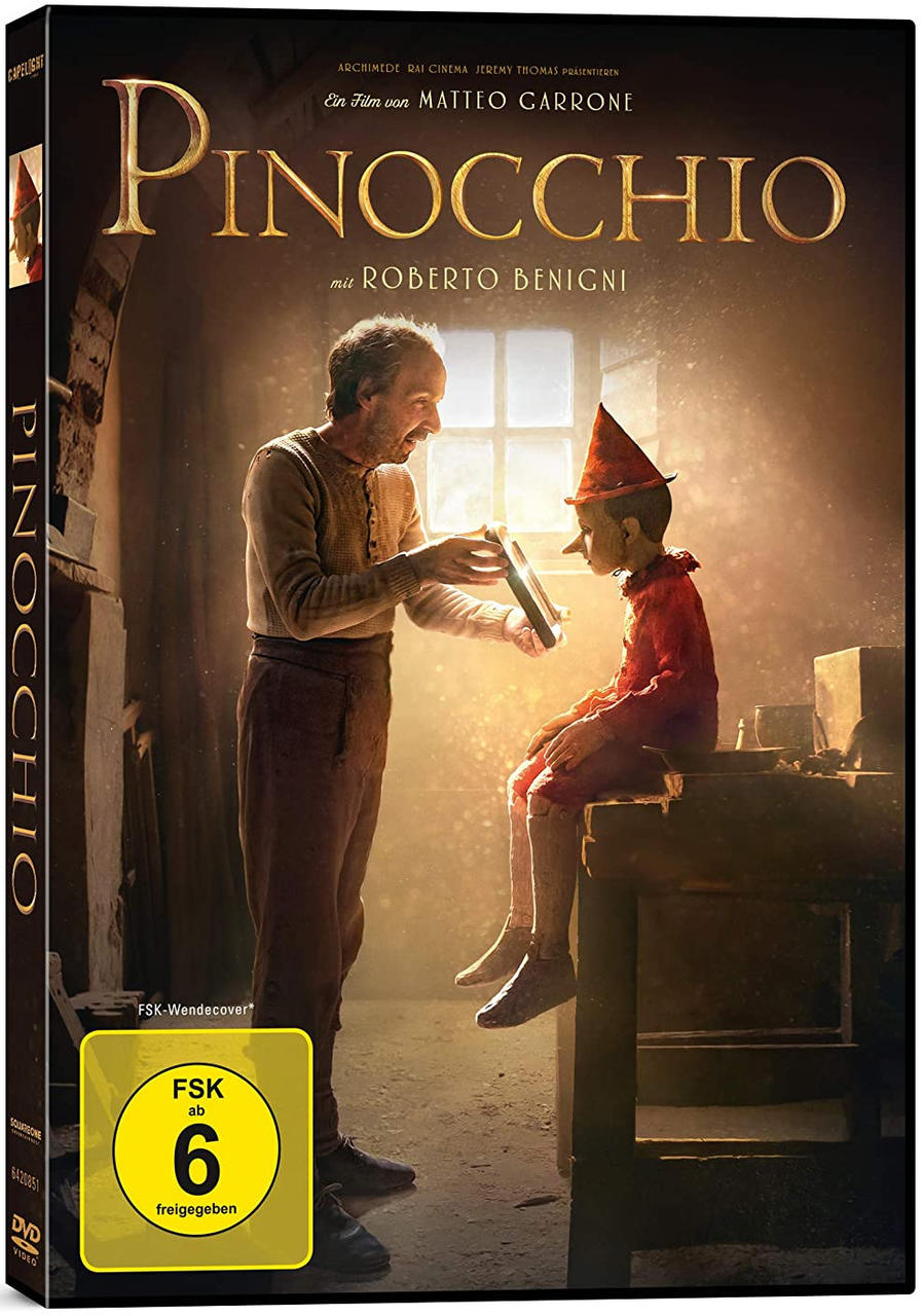 DVD-Cover mit dem Filmtitel 'Pinocchio' und einem Bild des Films.