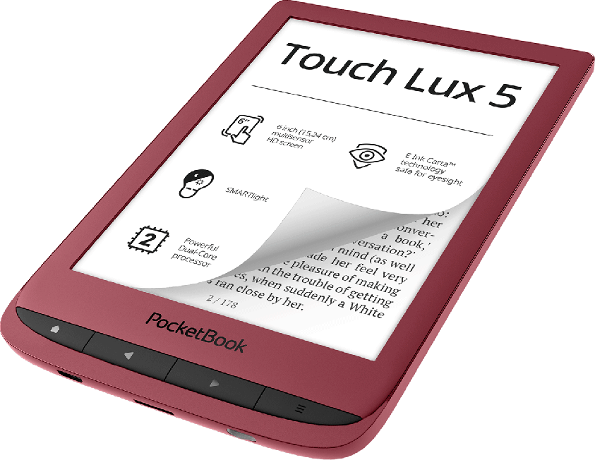 POCKETBOOK eBook Reader Touch Lux 5, Rot (PB628-R-WW)