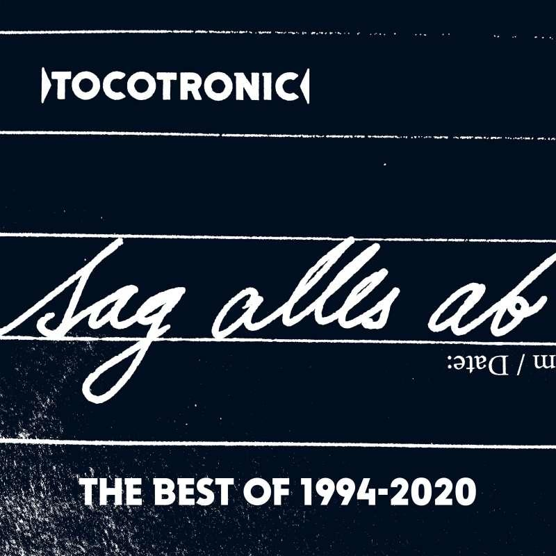 Albumcover mit weißem Kursivtext auf dunkelblauem Hintergrund, mit dem Bandnamen oben.