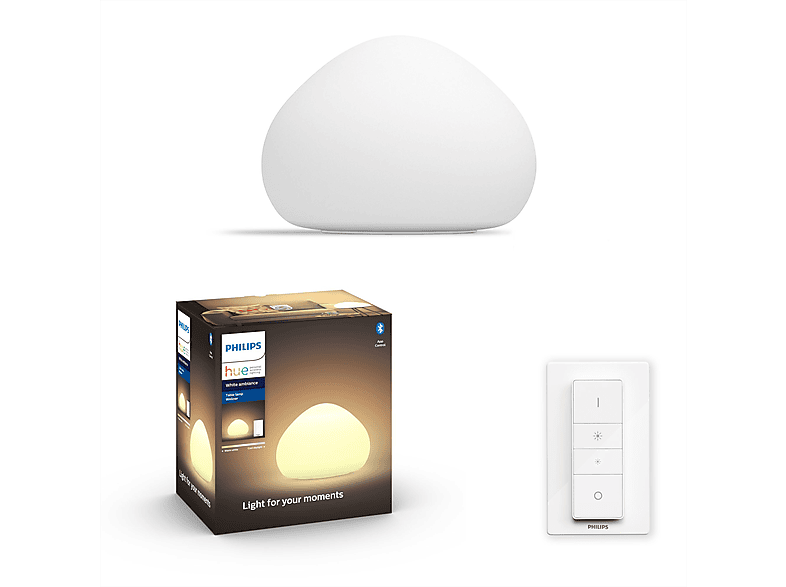 Lámpara portátil Bluetooth - Philips Hue Wellner, LED con Bluetooth, Luz Blanca de Cálida a Fría, Blanco