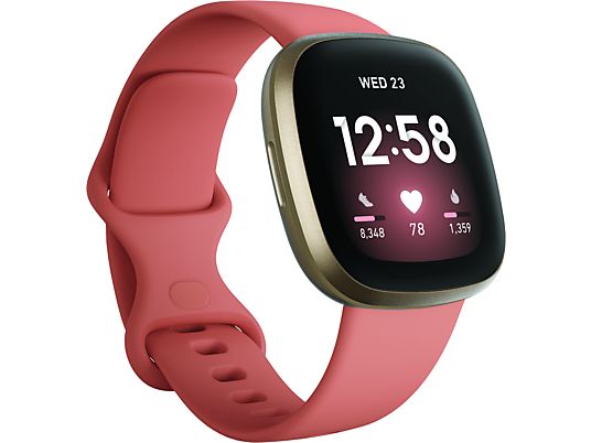 FITBIT Versa 3 - Smartwatch (Silicone, Rosa/Oro)