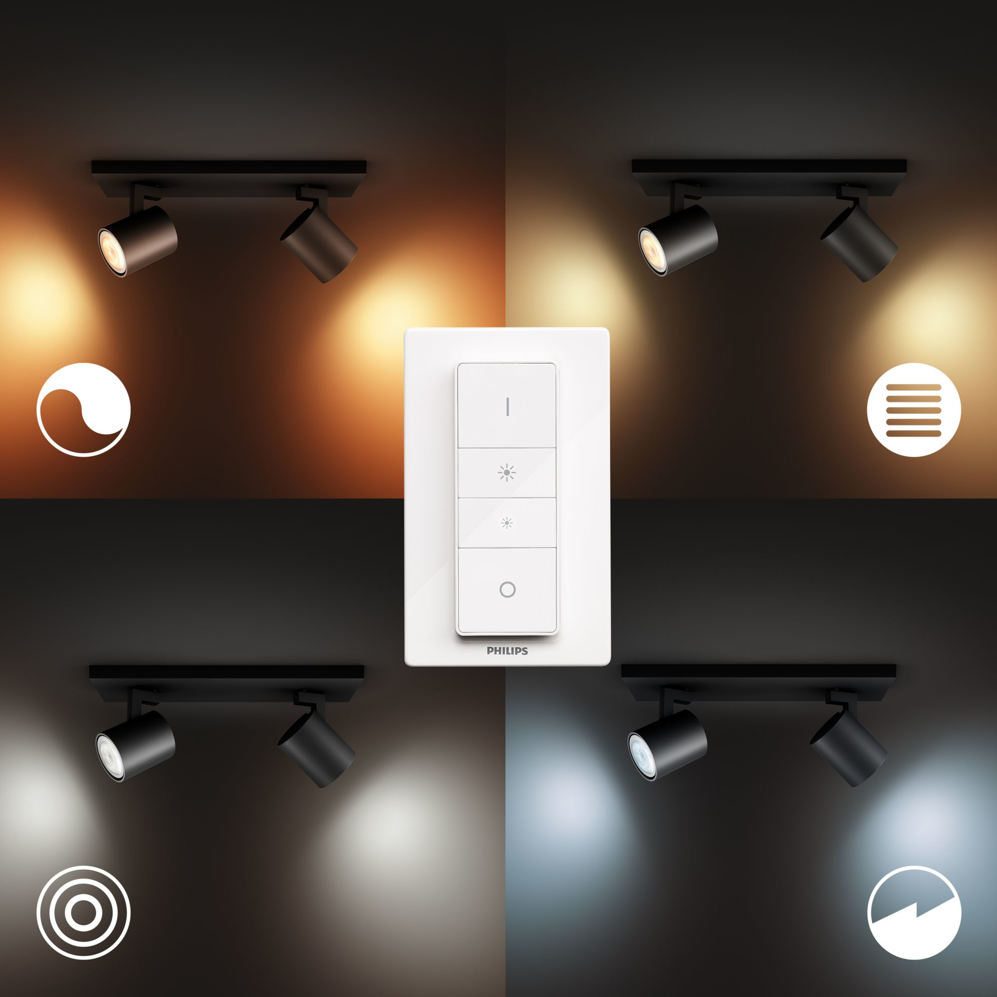 Lámpara Bluetooth - Philips Hue Runner, 2 Focos Inteligentes LED, Luz Blanca, Cálida a Fría, Blanco