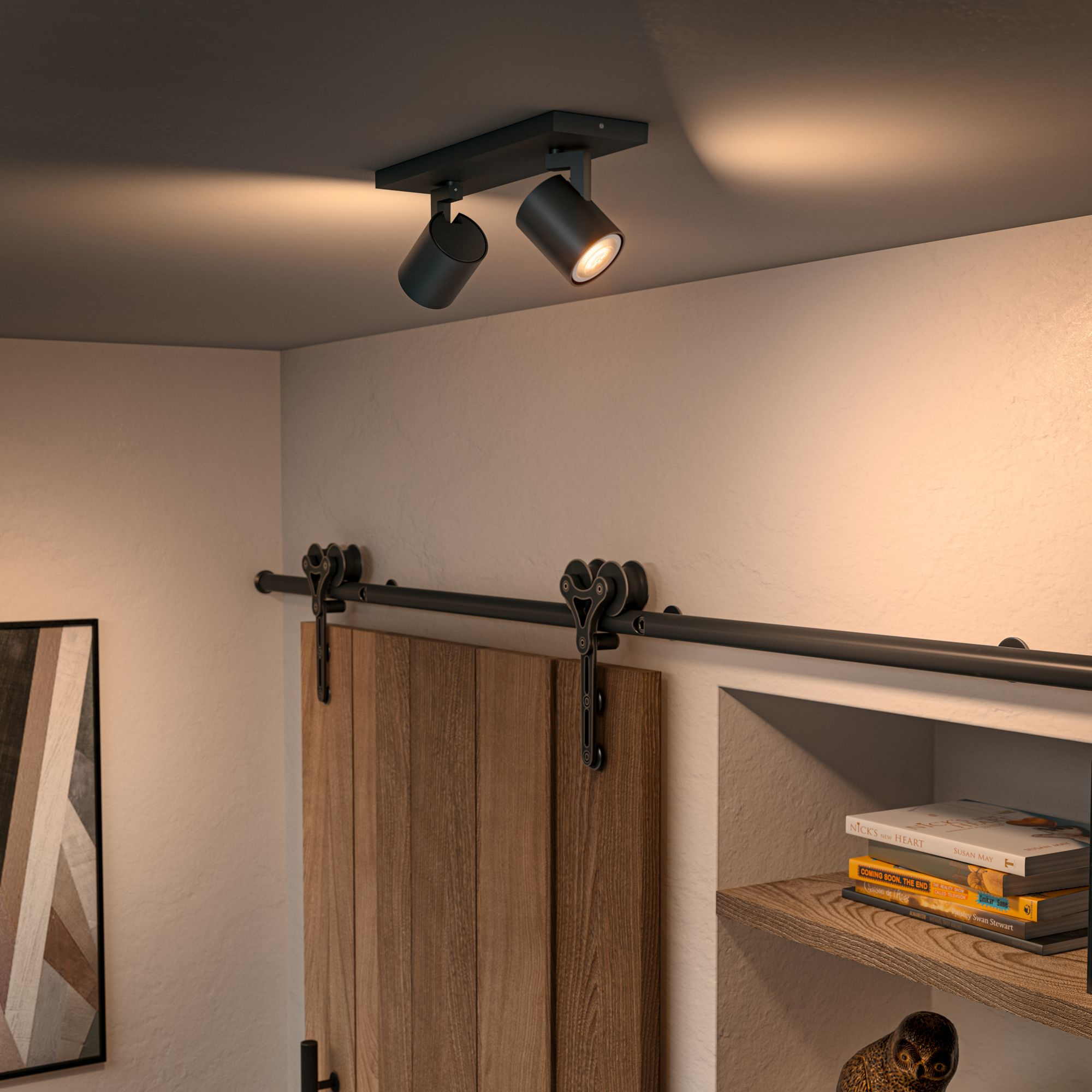 Lámpara Bluetooth - Philips Hue Runner, 2 Focos Inteligentes LED, Luz Blanca, Cálida a Fría, Blanco
