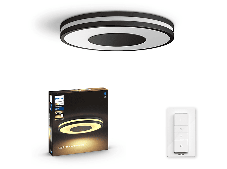 Lámpara Bluetooth - Philips Hue Being, Plafón de techo, Iluminación blanca fría a cálida, Negro