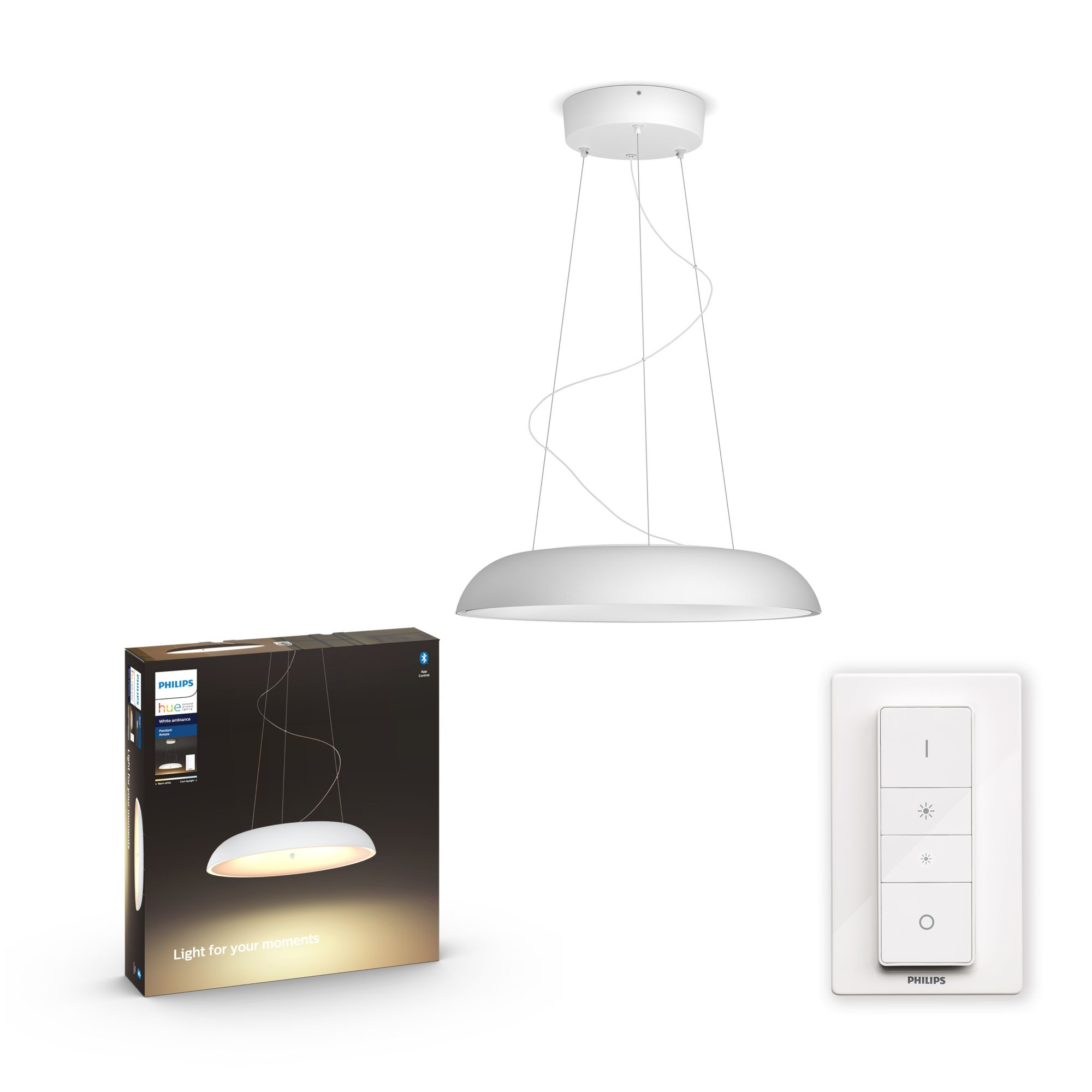 Lámpara - Philips Hue White Ambiance Amaze, Aplique y plafón Amaze LED incorporado 33.5 W, Bluetooth, Blanco