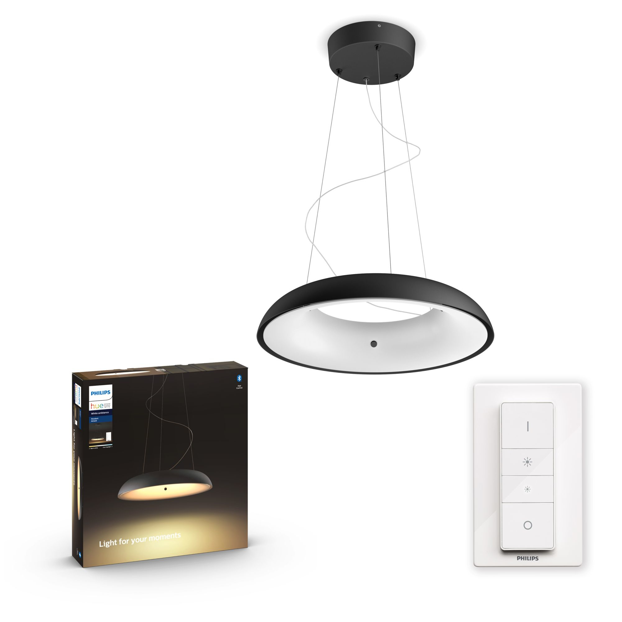 Lámpara Bluetooth - Philips Hue White Ambiance Amaze, Aplique y plafón Amaze LED incorporado 33,5 W, Negro