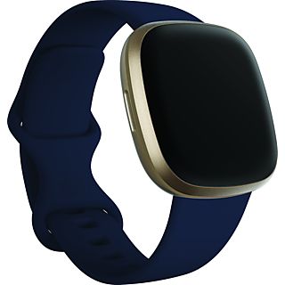 FITBIT Versa 3 - Montre connectée (Silicone, Bleu/Or)