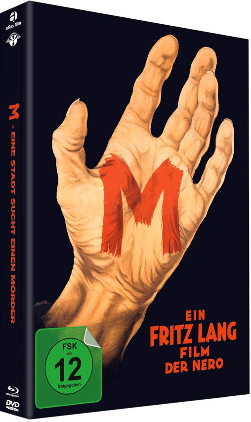Ein Filmcover: Hand mit rotem M, schwarzer Hintergrund, Filmtitel und Bewertung.