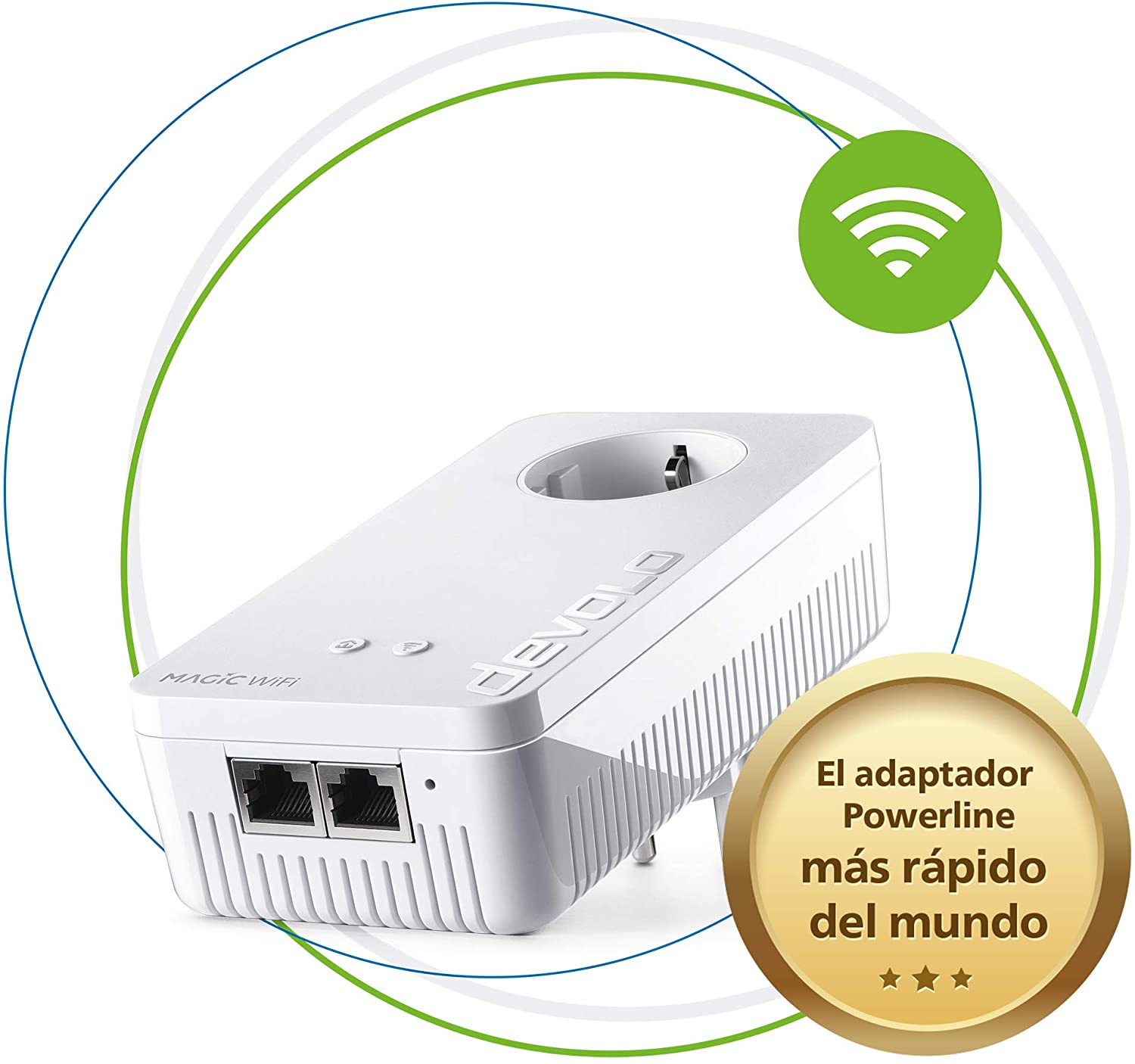 Amplificador Wi-Fi - Devolo Magic 2, Adaptador Powerline, 2400 Mbps, 2 Conexiones LAN Gigabit, G.hn, Blanco