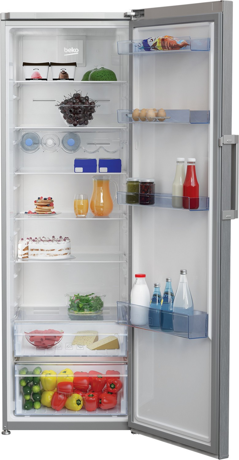 Frigorífico una puerta - Beko RSNE445E33XN, 375 l, No Frost, 185 cm, Inox
