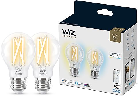 WIZ Filamentlamp 2-pack Warm- tot Koelwit Licht E27 60 W Transparant