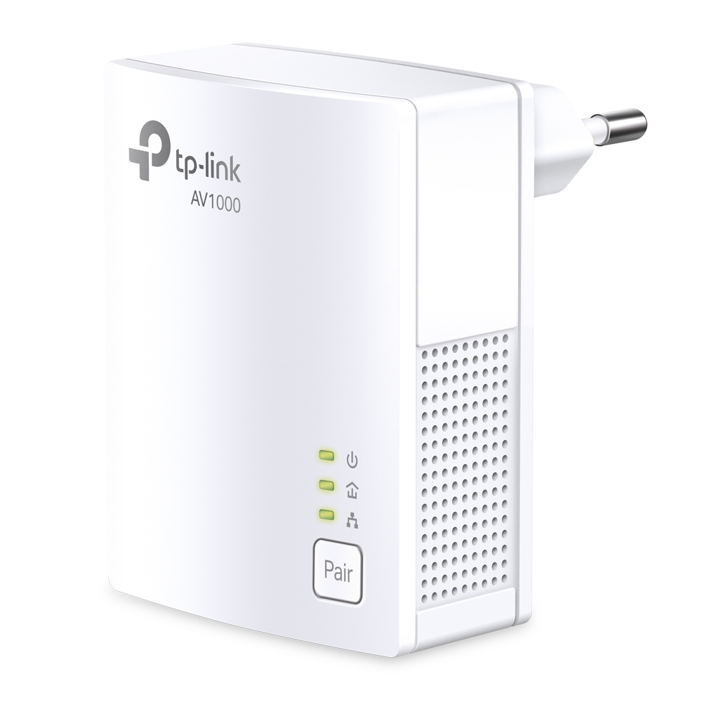 White powerline adapter with three lights.
