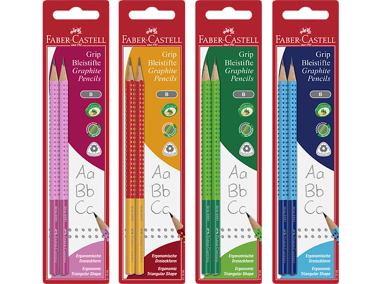Faber-Castell Grip 2001 Bleistift Set - 2 Stifte + Spitzer Mit Radierer