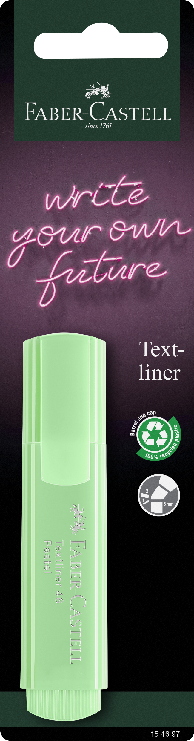 FABER-CASTELL Textmarker TL 46 Pastell BK farbl. sort Faserschreiber Farbauswahl nicht möglich