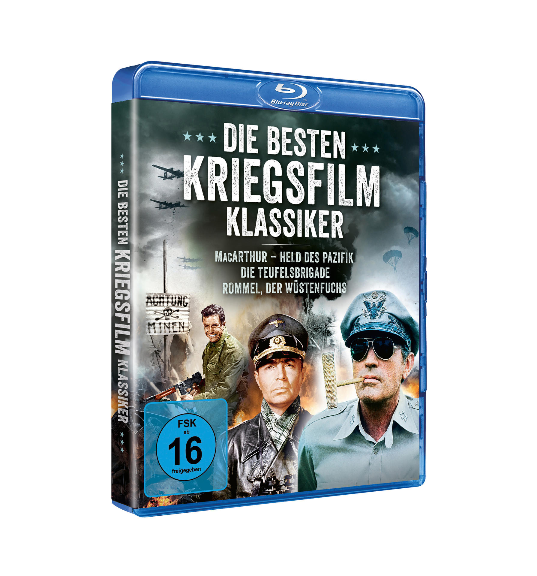 Eine Blu-ray-Disc-Hülle mit einem deutschen Kriegstitel, der Bilder von Soldaten und Flugzeugen zeigt.