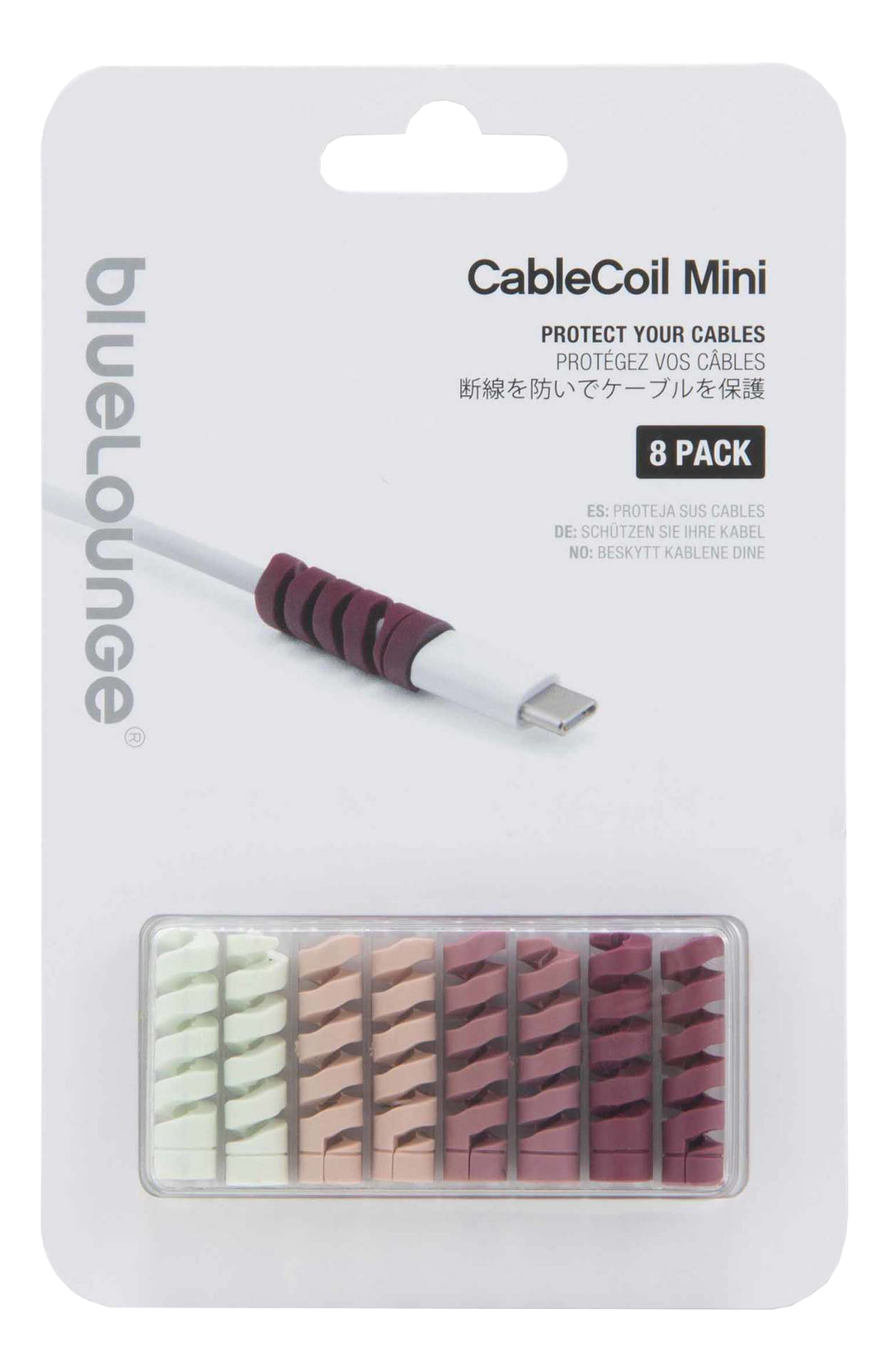BLUELOUNGE CableCoil Mini - Protecteur de câble (Rouge/Violet/Vert)