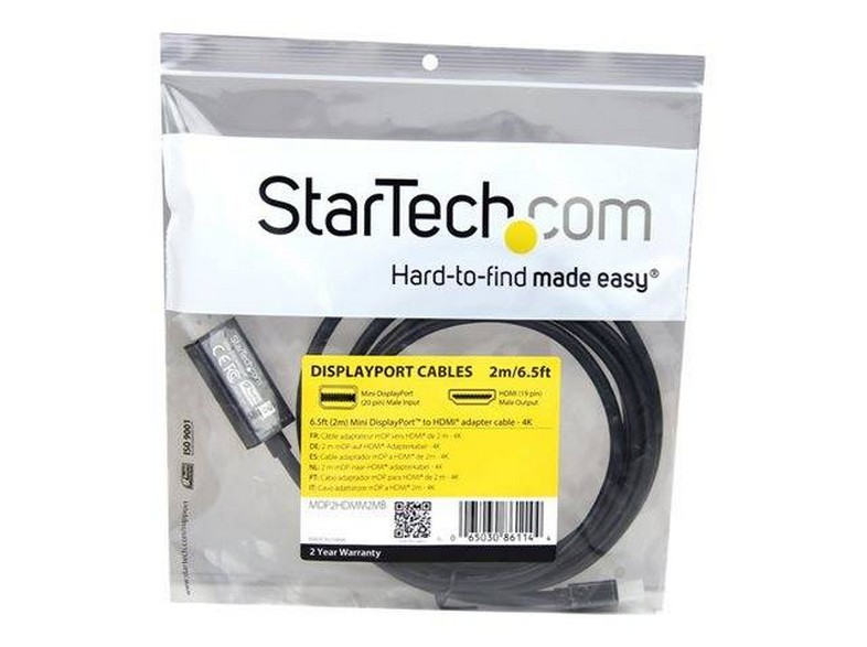 Cable - StarTech.com MDP2HDMM2MB Cable Conversor UltraHD 4K Mini DisplayPort a HDMI 2m Negro