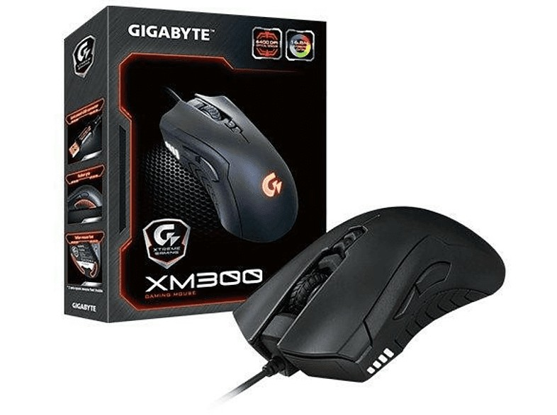 Ratón gaming - Gigabyte Extreme Gaming GM-XM300, 6400DPI, USB, USB, Negro