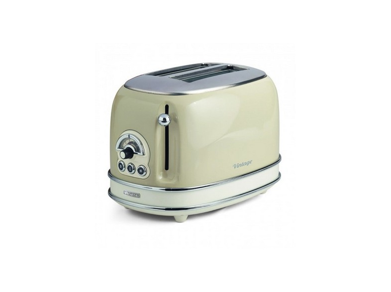 Tostadora - Ariete Vintage 155/13, 810 W, 2 Ranuras, 6 Posiciones, Descongelado, Beige