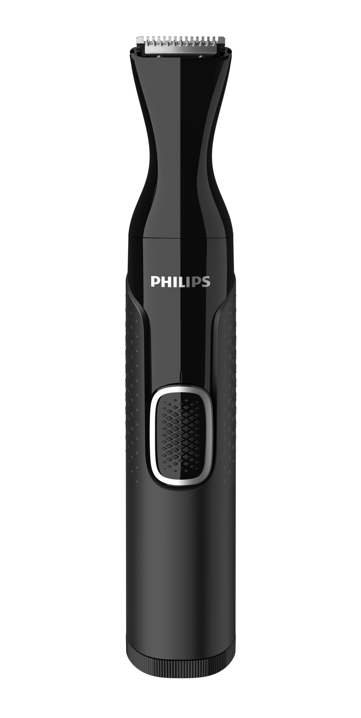 Schwarzer und silberner Philips Nasenhaartrimmer.