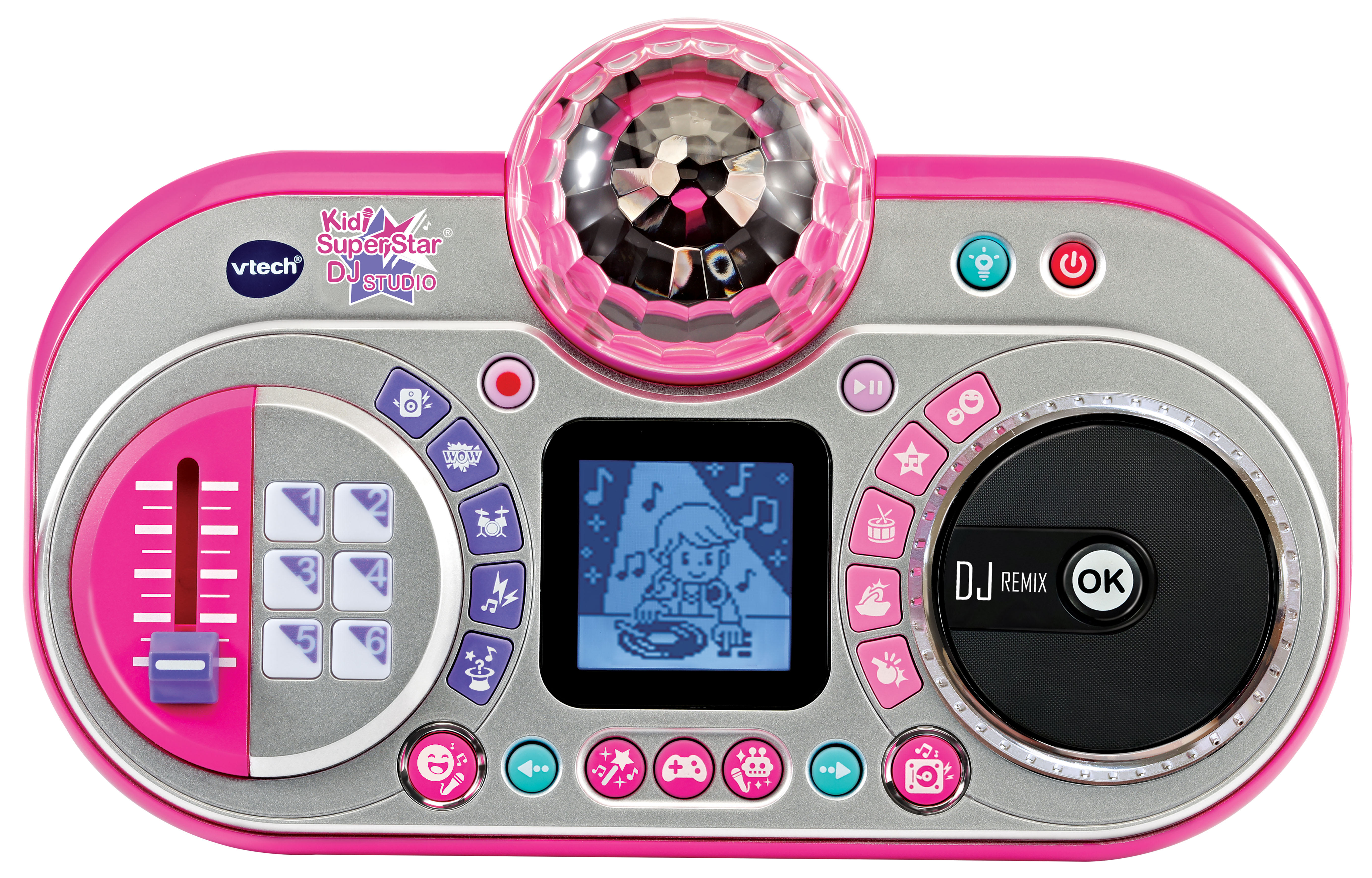 Ein rosa-silbernes Kidi Superstar DJ Studio-Spielzeug.