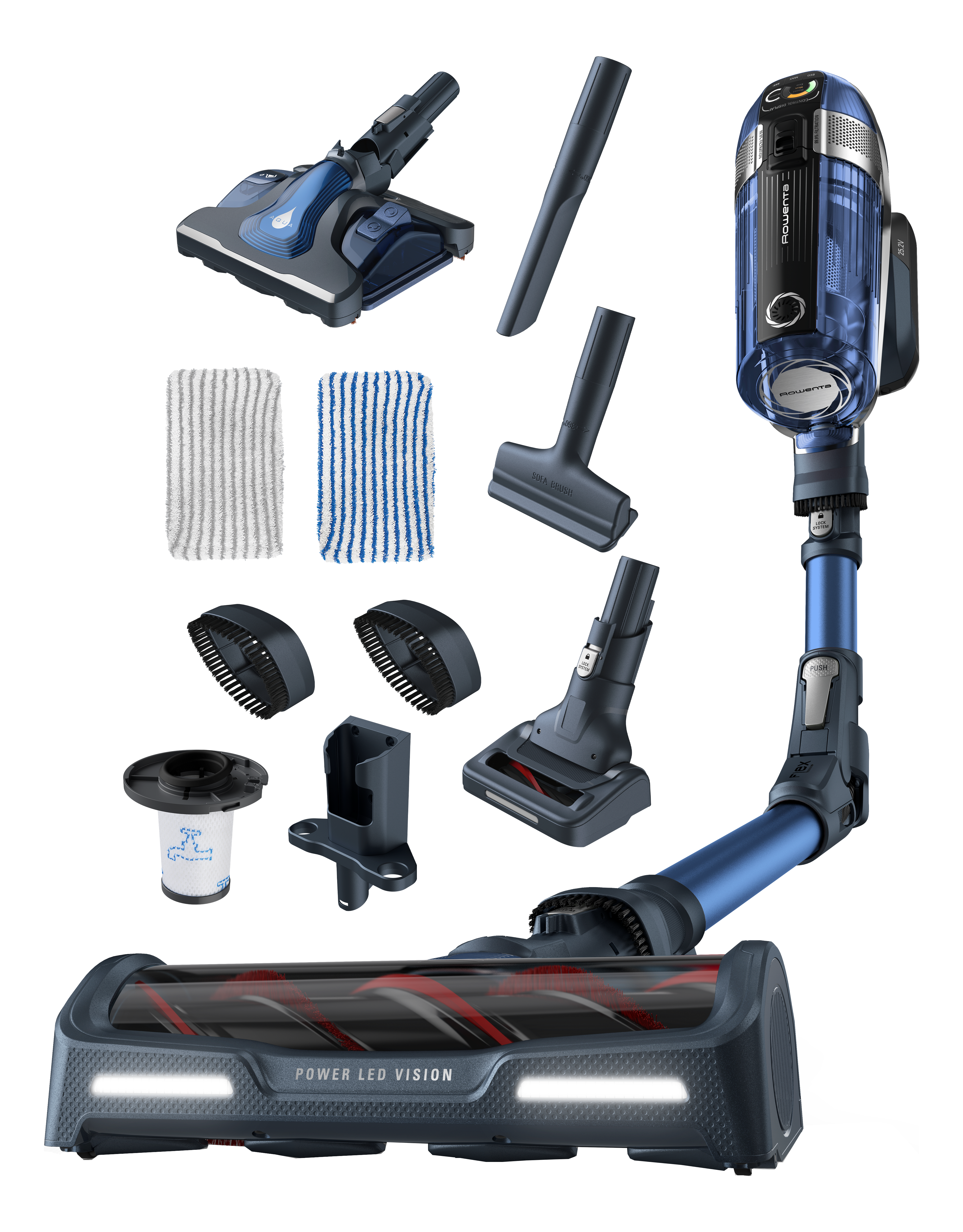 ROWENTA RH9890WO XForce Flex 11.60 Aqua - Akku-Staubsauger (Blau)