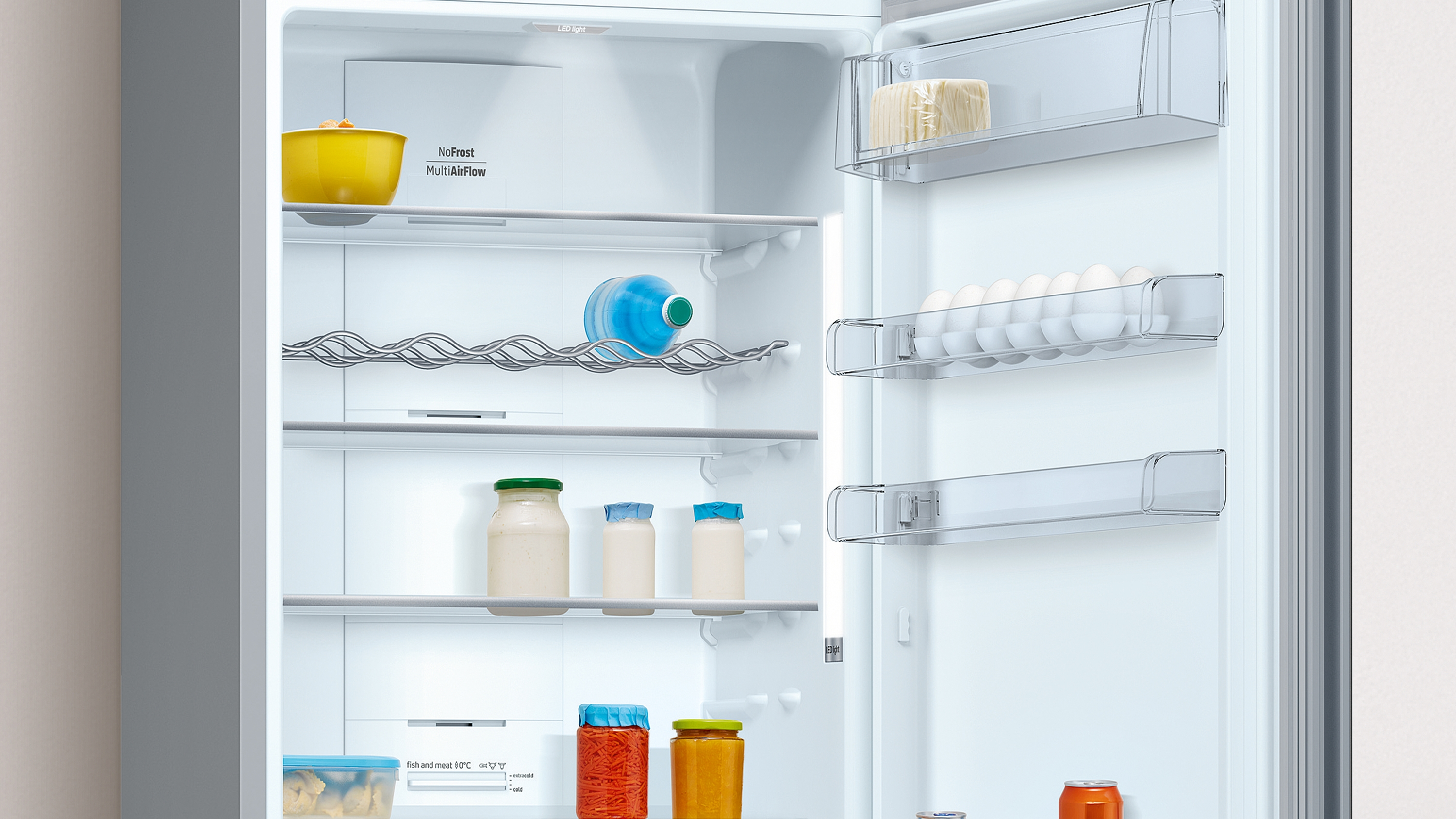 Frigorífico combi - Balay 3KFE778GI Cristal, 435 l, No Frost, Cajón ExtraFresh Comfort, 203 cm, 40 dB, Gris