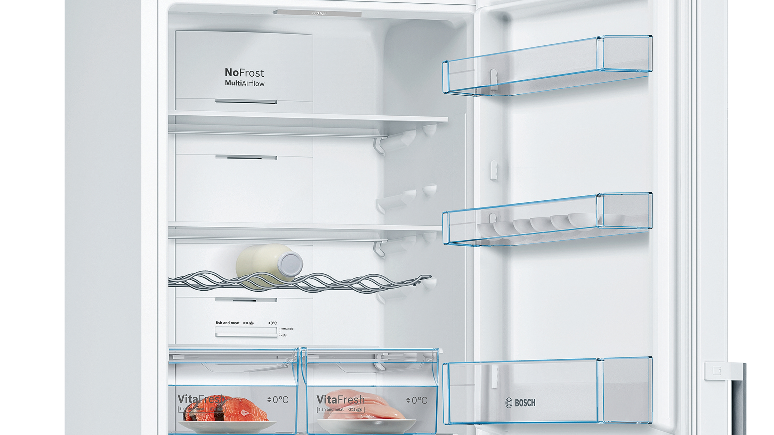 Frigorífico combi - Bosch KGN36XWDP, 324 l, No Frost, 186 cm, Pantalla LED, Blanco