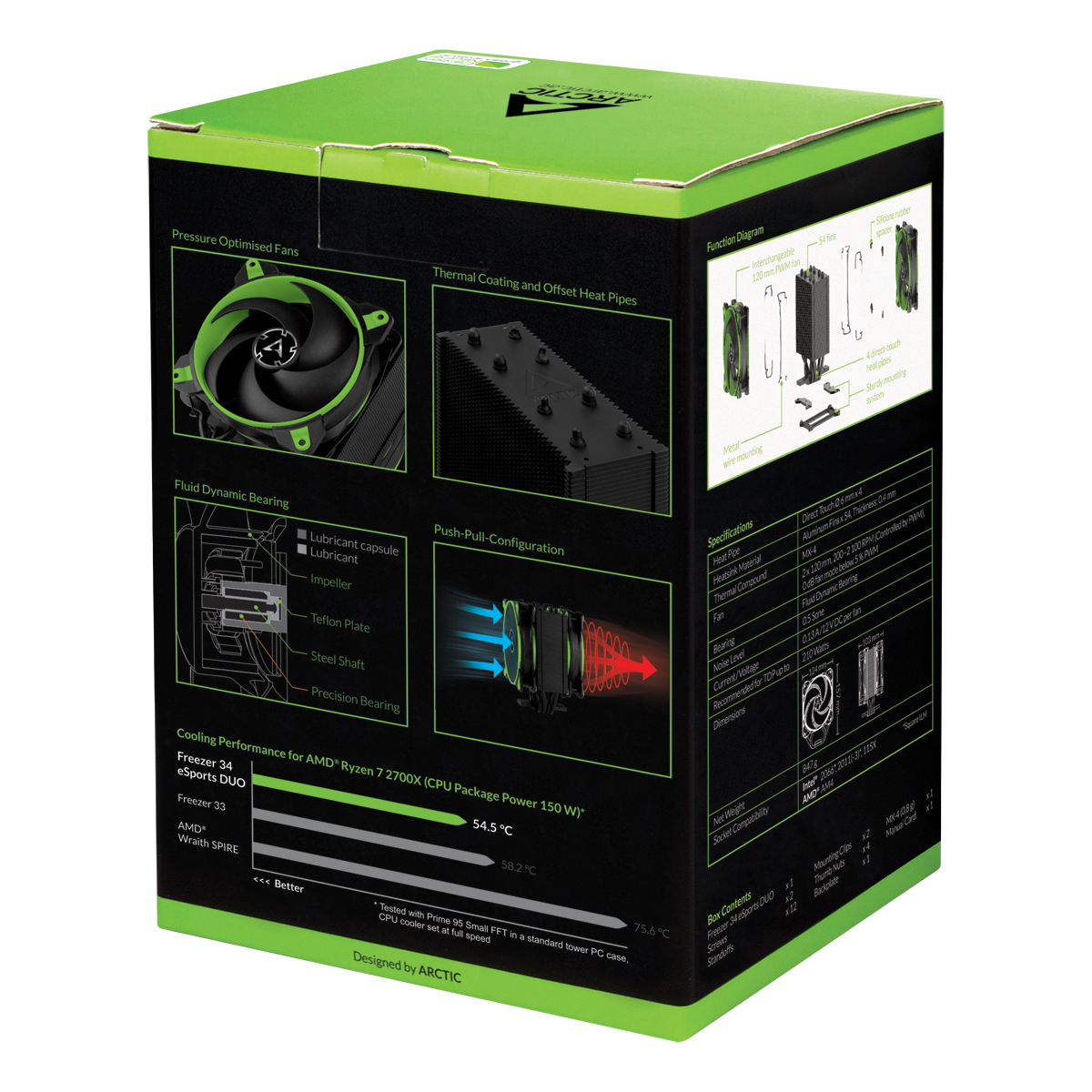 ARCTIC Freezer 34 eSports DUO CPU Kühler, Grün/Schwarz