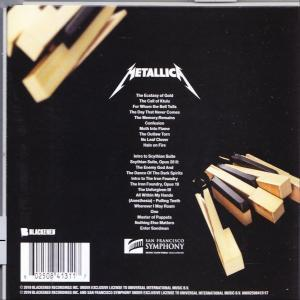 Pochette arrière du CD pour Metallica avec liste de chansons manuscrite et nom du groupe.