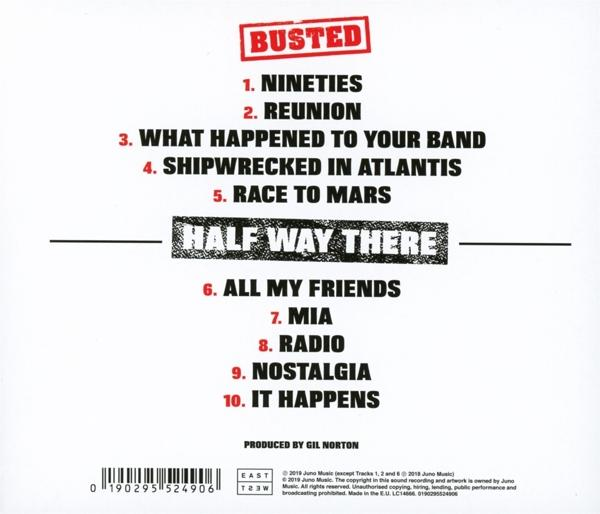 Albumcover mit Titelliste und Bandnamen, weißer Hintergrund.
