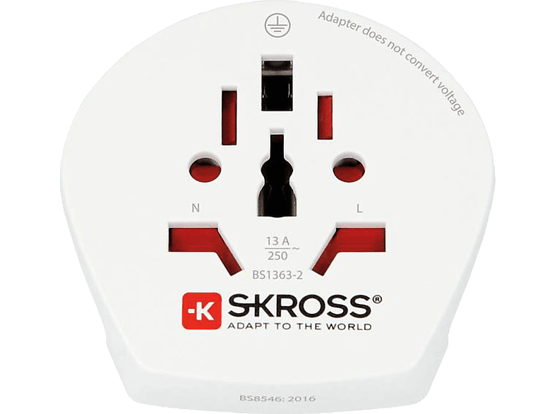 Skross Reisnetadapter Wereld-naar-europa Wit afbeelding