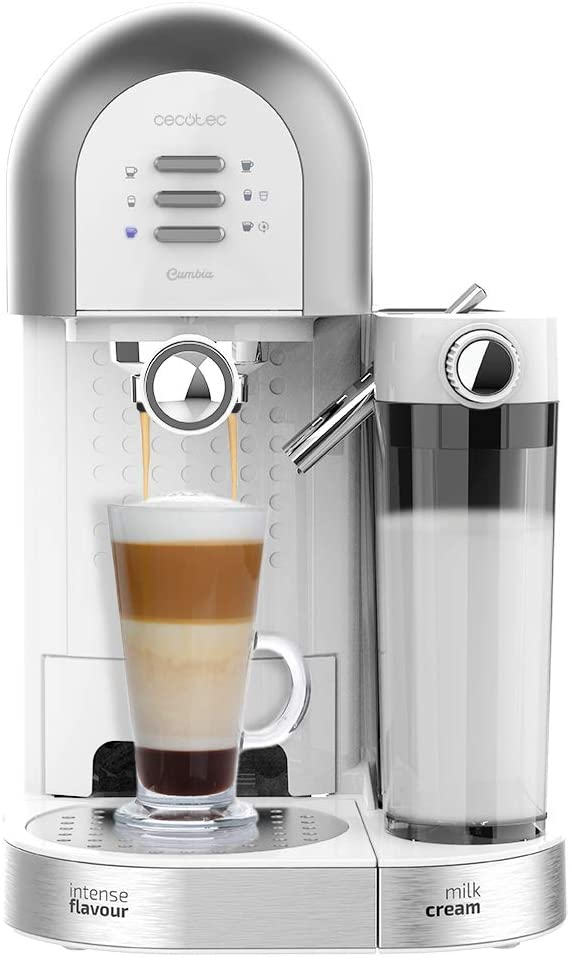 Cafetera semiautomática - Cecotec Power Instant-Ccino 20 Chic Serie Bianca, 20 bar, 1470 W, 700 ml, , Blanco