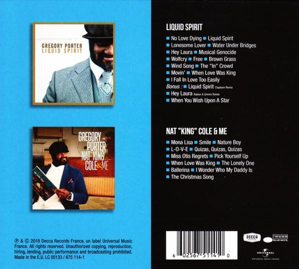 Cd-hoes met twee afbeeldingen van Gregory Porter en een lijst met nummers.