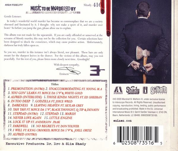 Pochette de CD. Texte sur fond rouge avec un homme tenant une hache. Une liste de chansons est également affichée.
