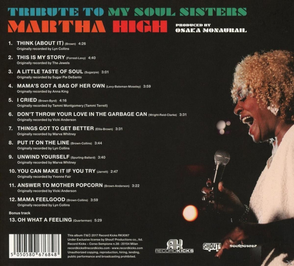 Albumhoes. Martha High zingt in een microfoon. De tekst bevat songtitels en credits. Donkere achtergrond, met witte tekst.