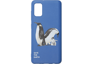 CELLECT GoGreen hátlap, pingvin mintás, kék (Samsung Galaxy A41-hez)
