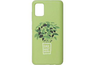 CELLECT GoGreen hátlap, bazsalikom mintás, zöld (Samsung Galaxy A51-hez)