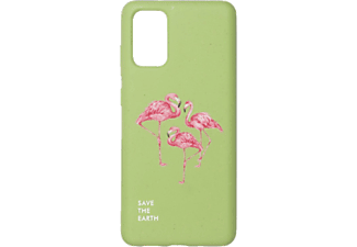 CELLECT GoGreen hátlap, flamingó mintás, zöld (Samsung Galaxy S20 Plus-hoz)