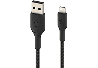 BELKIN 2m Örgülü Lightning Hızlı Şarj ve Data Kablosu Siyah_1