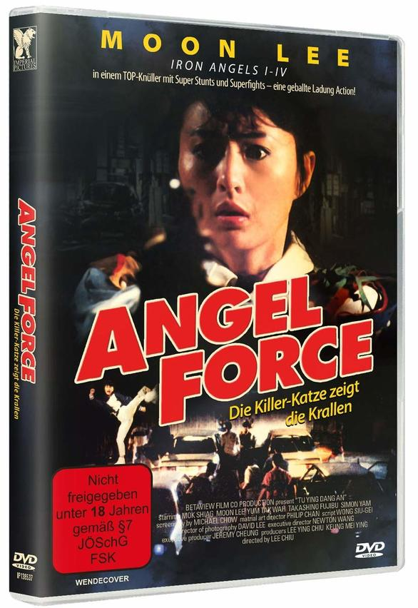 Filmcover des Films Angel Force. Eine Frau schaut verängstigt. Das Cover ist in einer DVD-Hülle.