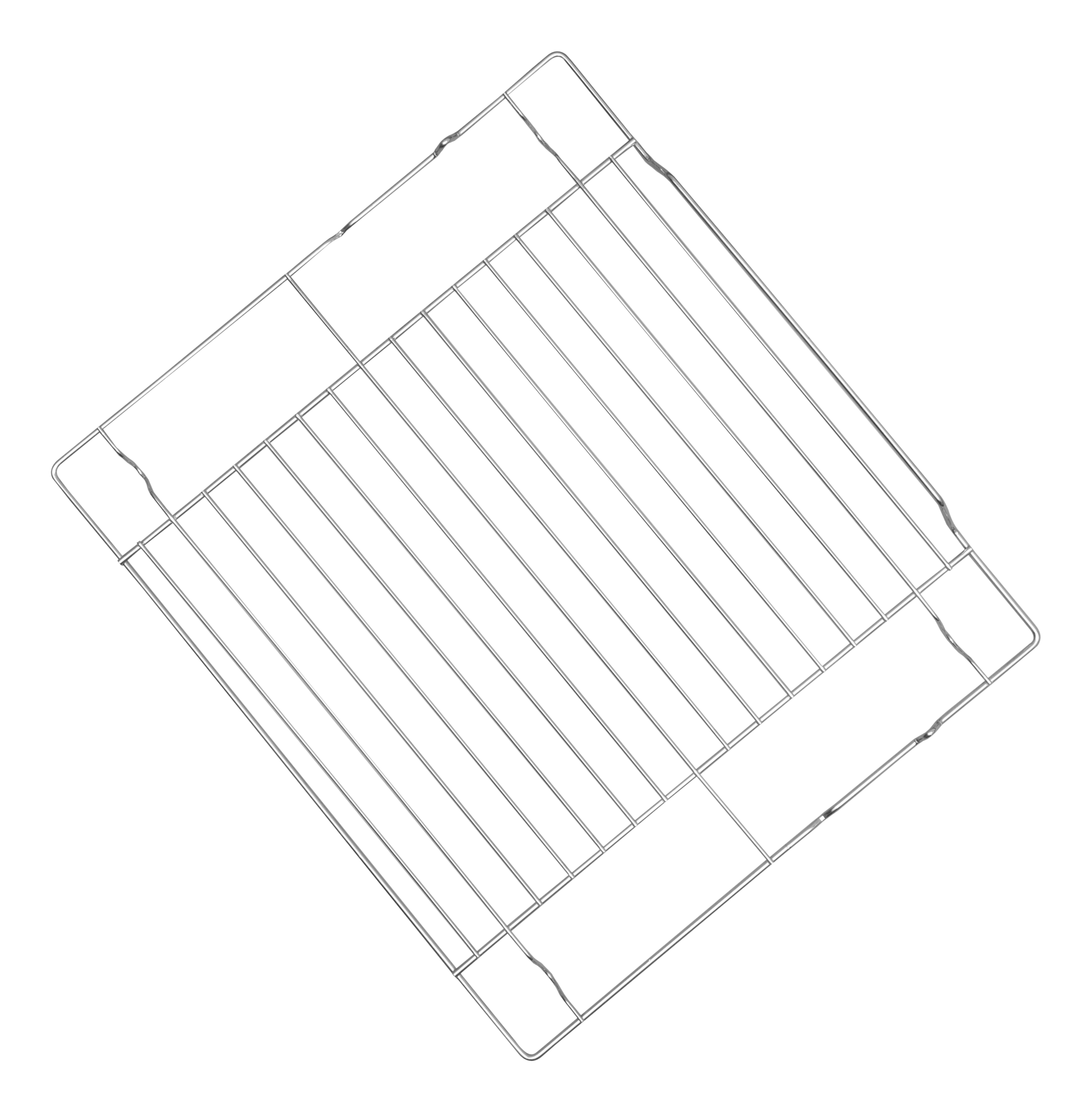 Ein Metallgitter in Diamantenform auf schwarzem Hintergrund.