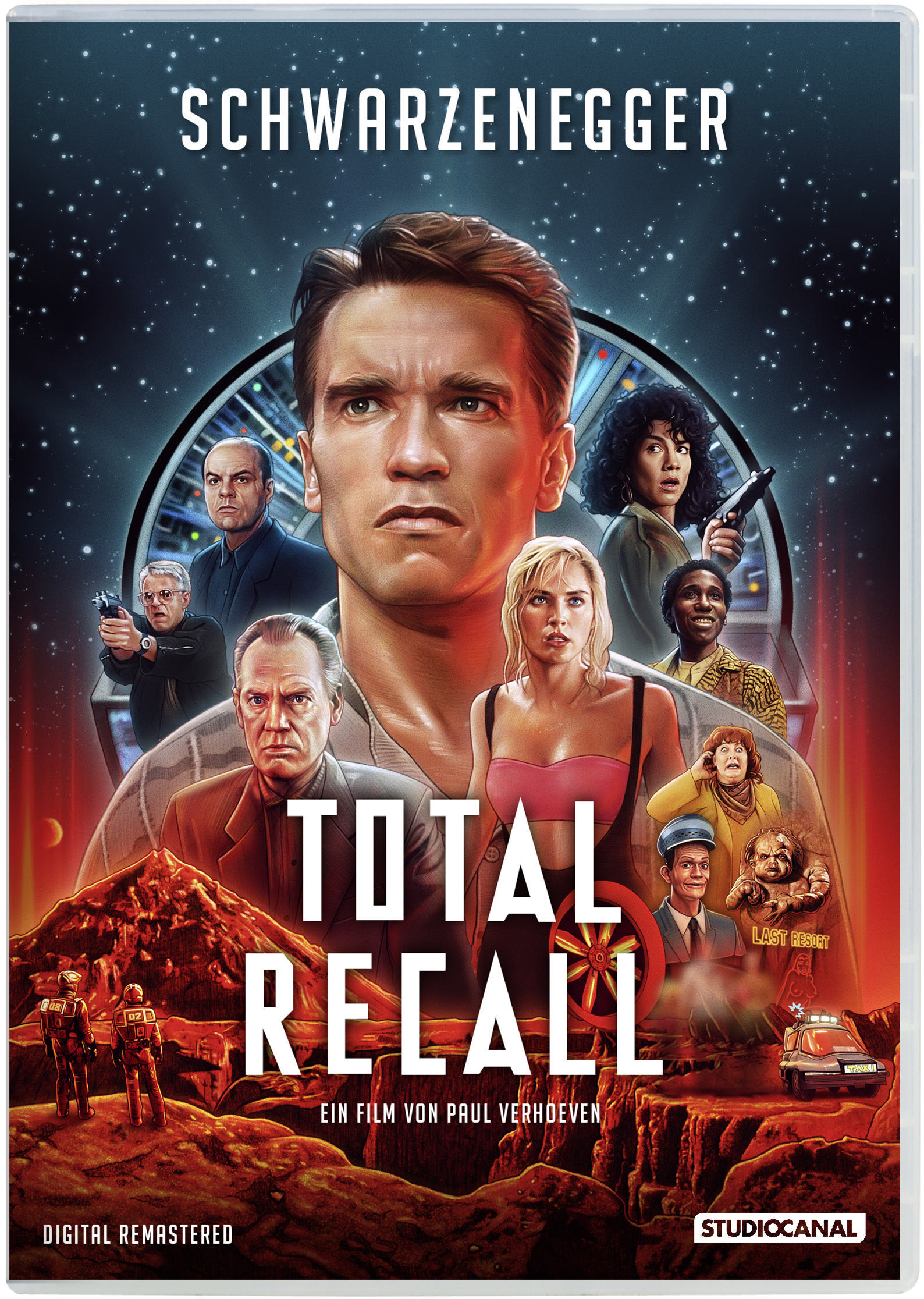 DVD-Cover für Total Recall. Arnold Schwarzenegger ist die Hauptfigur.
