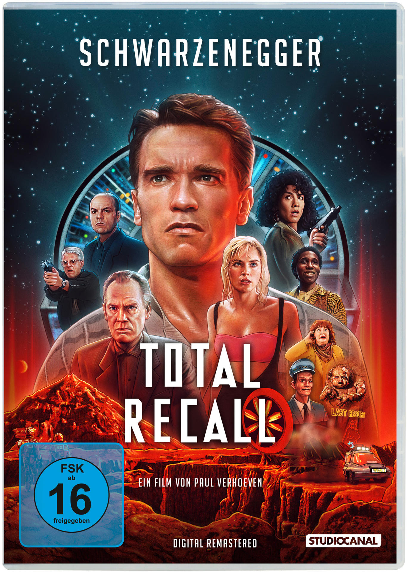 Filmposter für 'Total Recall' mit Arnold Schwarzenegger und anderen Schauspielern.