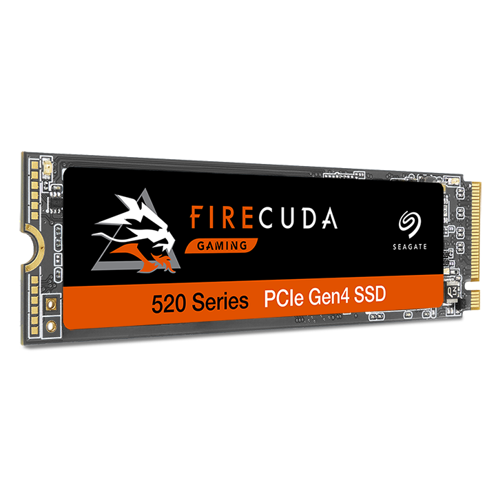 A black and orange solid state drive (SSD) with 'FireCuda Gaming' label.