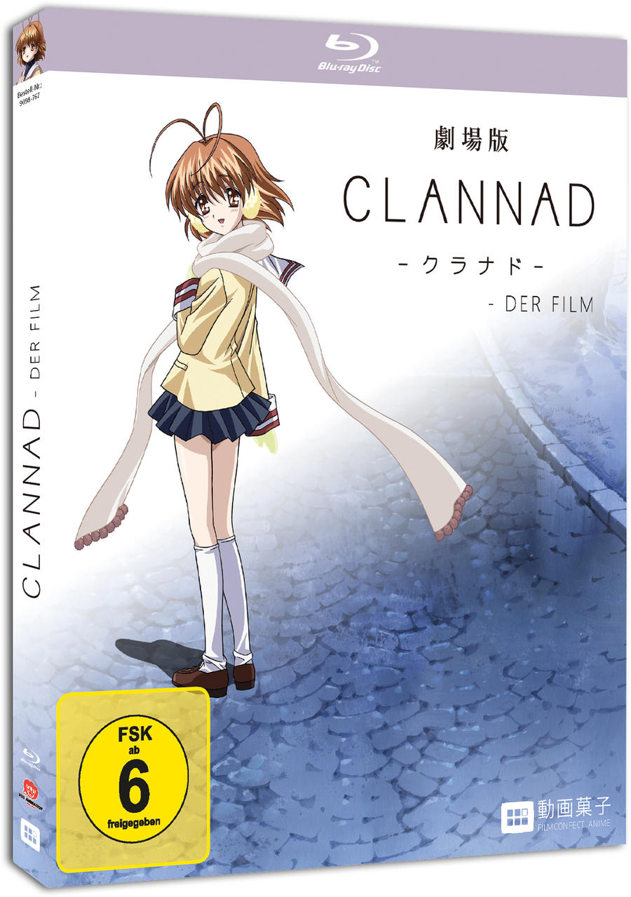 Clannad - Der Film Blu-ray Box. Anime-Figur auf dem Cover, mit grüner Altersfreigabe.